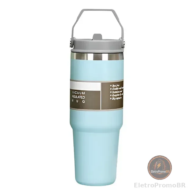 Copo Térmico Aço Inox 887ml Grande Com Tampa Flip Resistente