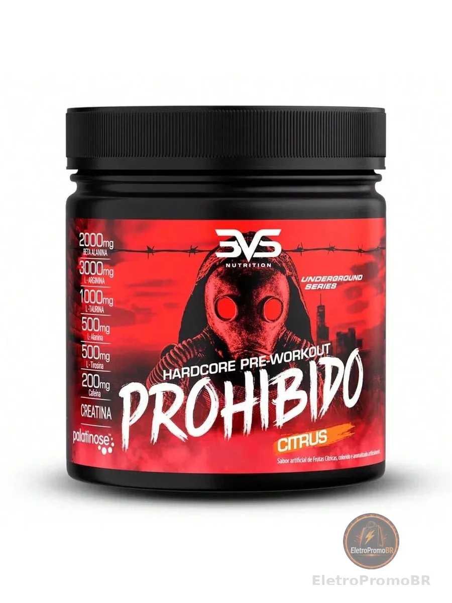 3VS Nutrition Pré Treino Prohibido 360g Sabor Citrus