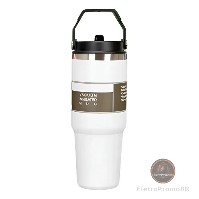 Copo Térmico Aço Inox 887ml Grande Com Tampa Flip Resistente