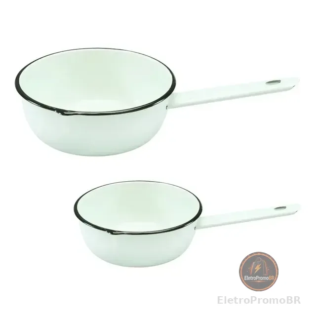 Kit 2 Panelas Papeiro Esmaltadas 550 Ml E 1100 Ml Metallouça