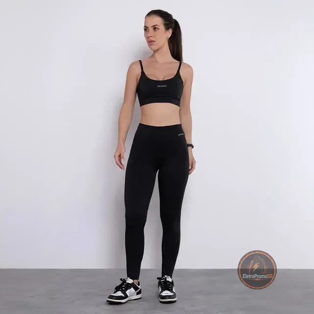 Conjunto Fitness Feminino Encanto Top E Legging Cintura Alta