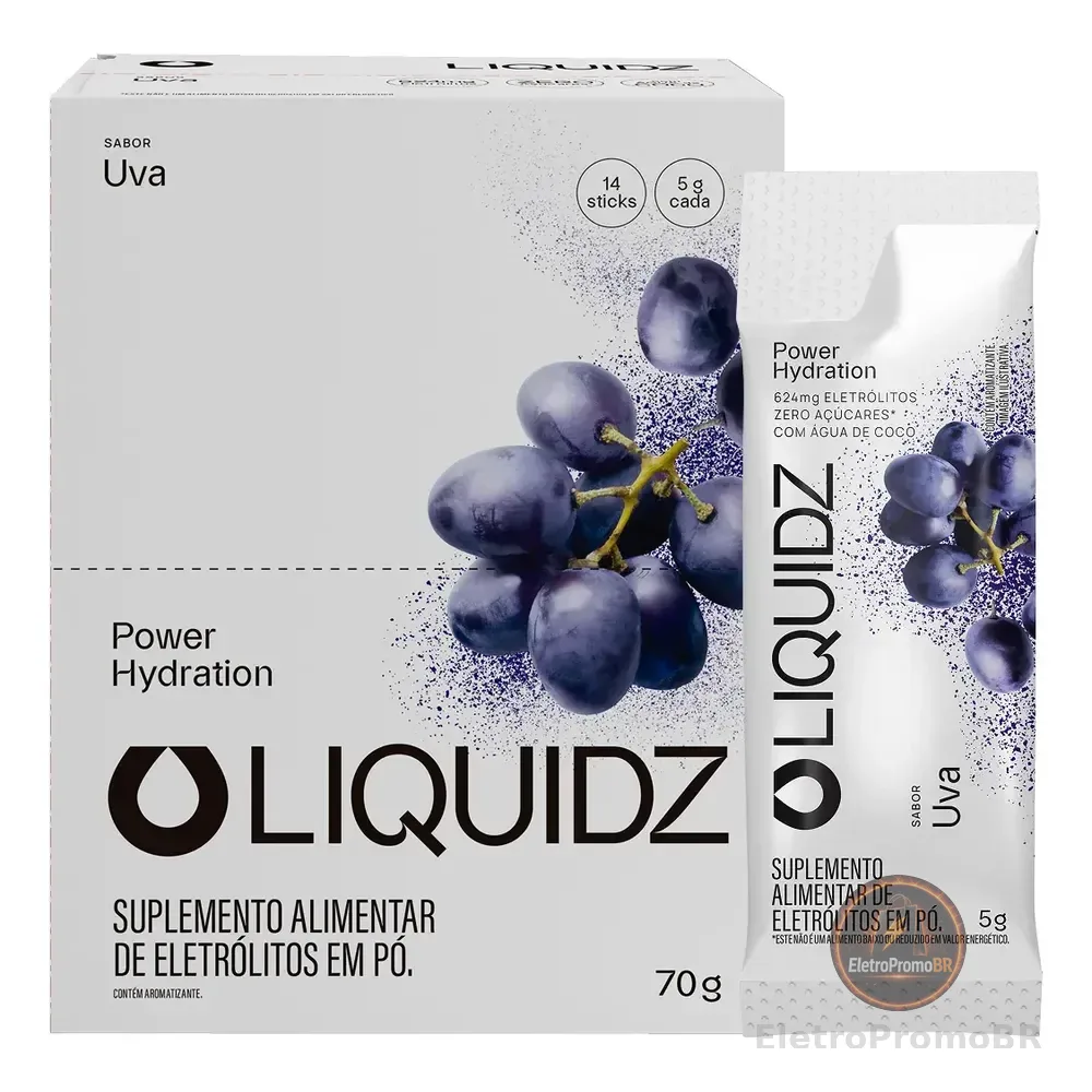 Liquidz® - Eletrólitos Zero Açúcares - Sabor Uva - 14 Sachês Uva