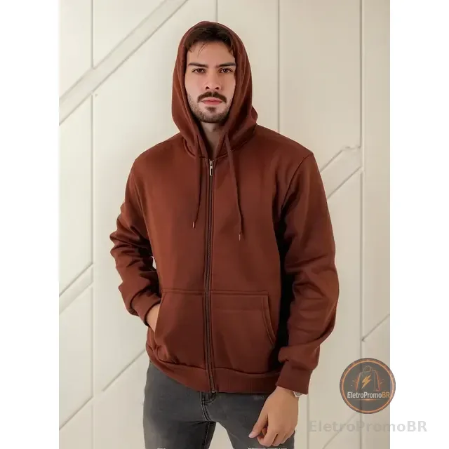 Blusa Moletom Casaco Com Capuz Casual Flanelado Inverno Frio