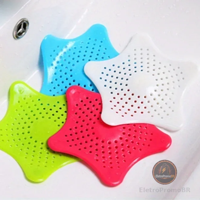 4 Peças Tampa De Silicone Ralo Pia, Tampa Estrela Cozinha Banheiro Universal Filtro Anti Resíduos Flex Drain