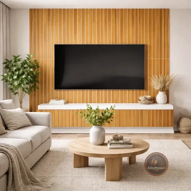 20 Placas Adesivas Painel Madeira Ripada Montável Mdf 45x11