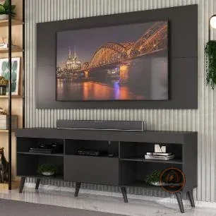 Rack com Painel para TV até 65 Retrô Flórida Up Preto Multimóveis MP1042