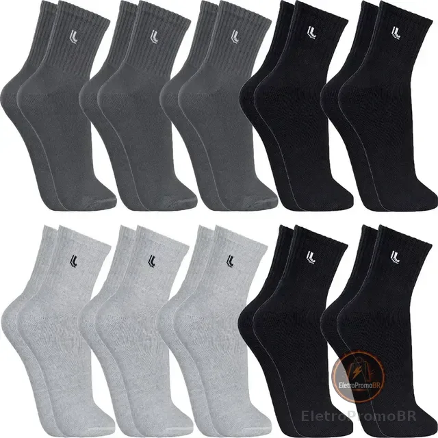 Kit 10 Pares Meias Lupo Cano Alto Masculino Adulto Original