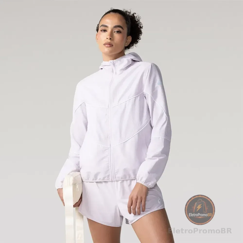 Jaqueta Feminina Pinstripe Plana Bolso Seguro Asics Lilás Gg