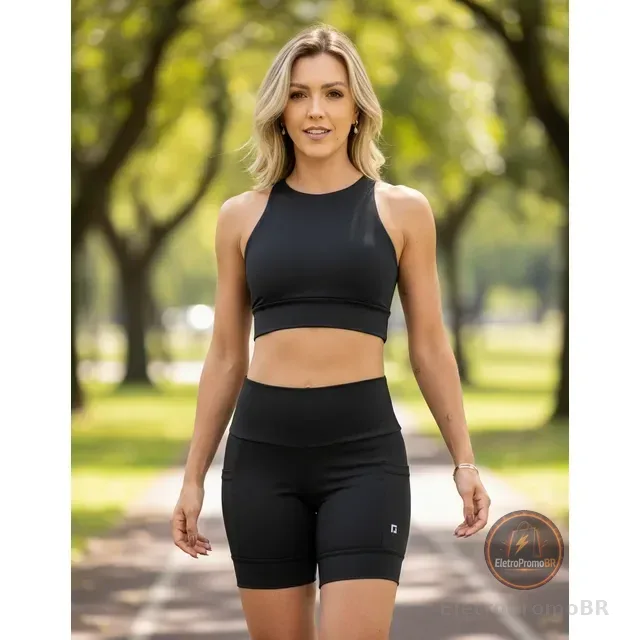 Conj Corrida Short Blackout Com Bolsos + Top Sustentação
