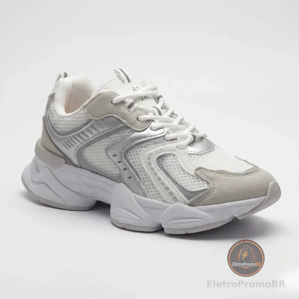 Tênis Feminino Ramarim Chunky Sneaker Street Casual Grey Geométrico 37 Br