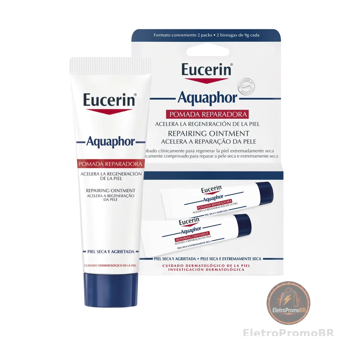 EUCERIN Pomada Reparadora Aquaphor Duopack 10ml, Hidratação Intensiva, Hidratante Labial