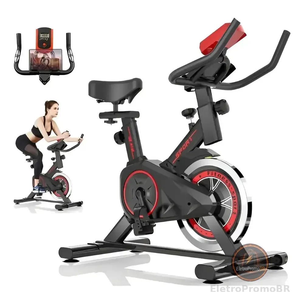 Bicicleta Ergométrica Spinning Profissional Fitness Preto E Vermelho
