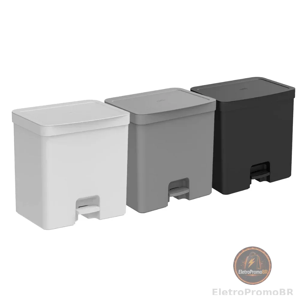 Lixeira de Pedal Para Banheiro e Cozinha Trium 20L Duplo Compartimento LX4250 - Ou