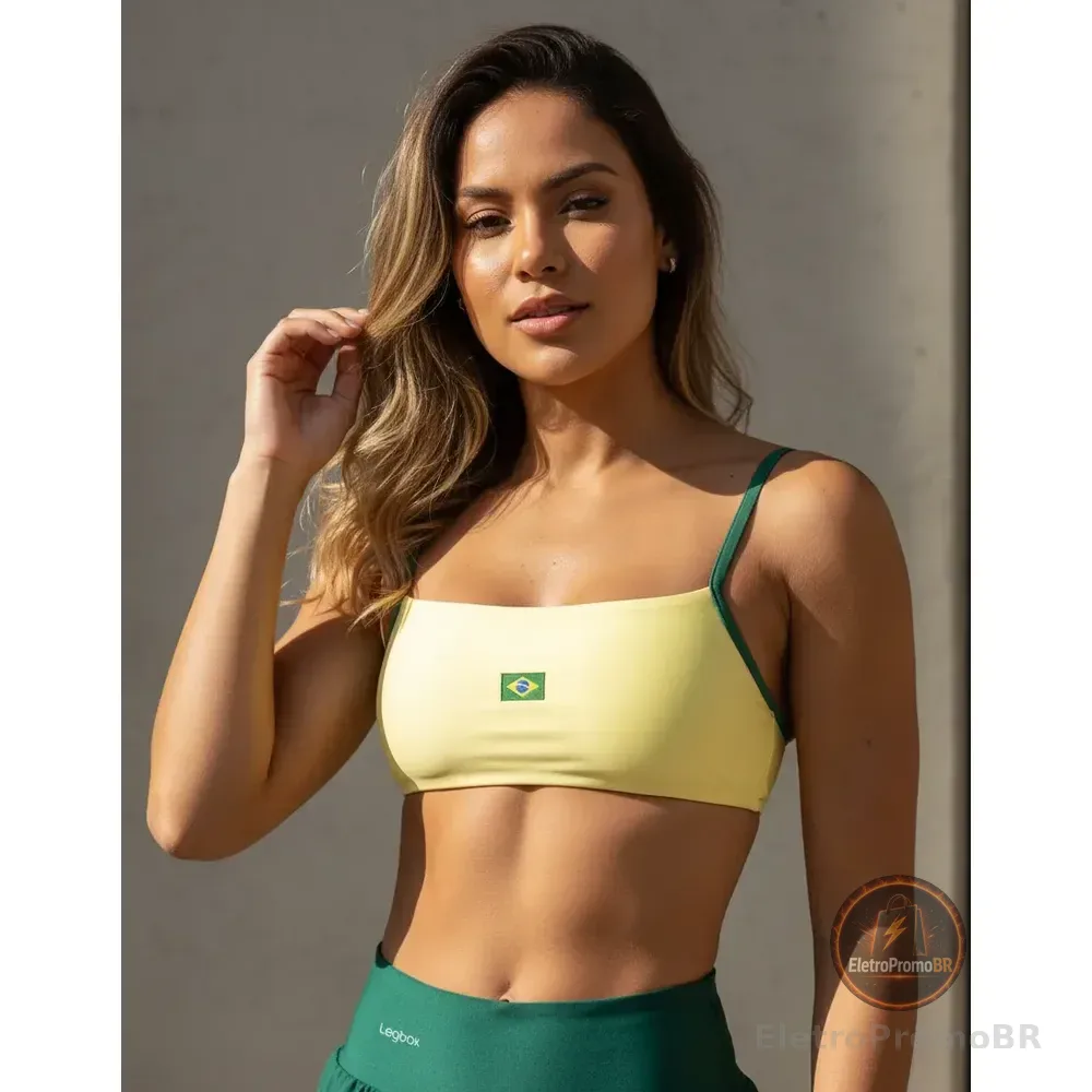 Top Minimal Brasil Legbox Original Feminino Academia Amarelo Lisa M