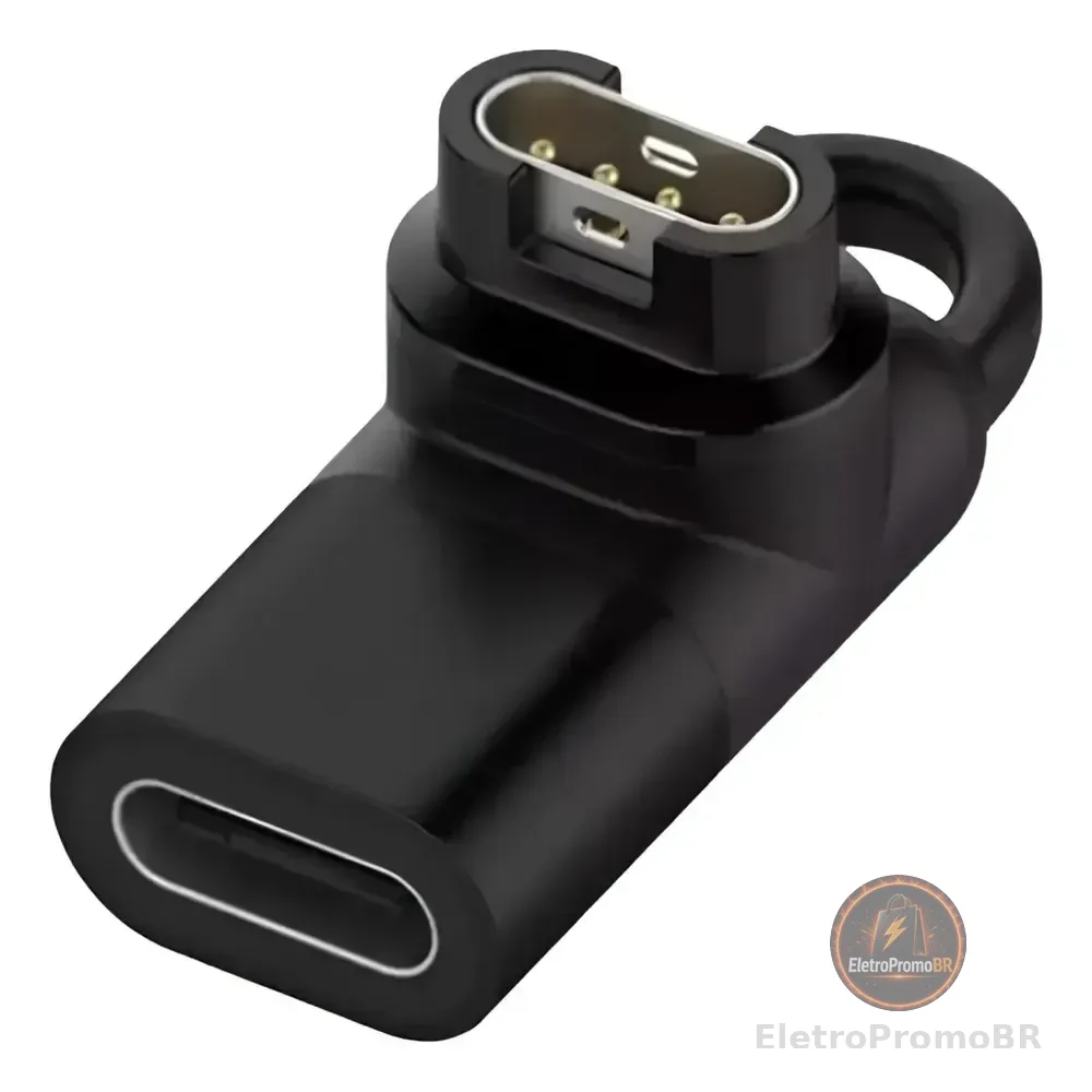 Adaptador Cabo Tipo-c Para Carregador Relógio Garmin Usb-c Preto