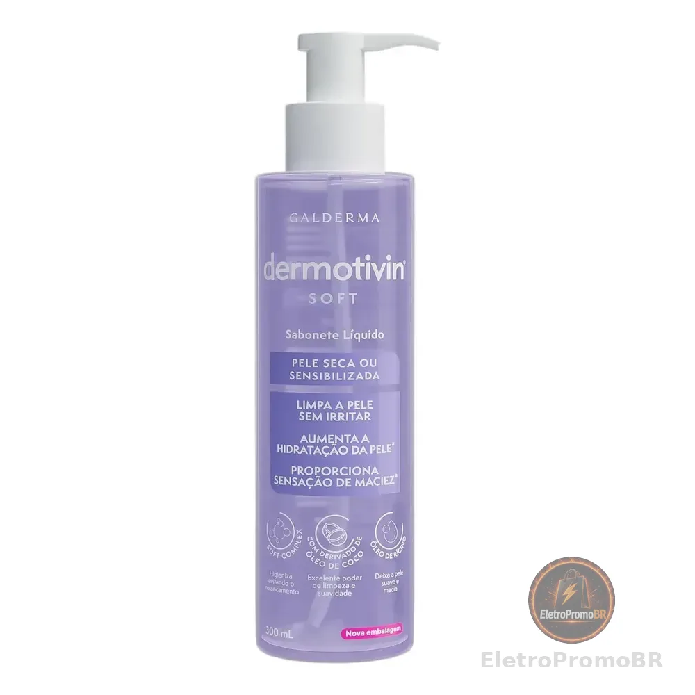 Sabonete Líquido Facial Pele Seca Dermotivin Soft 300ml