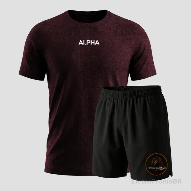 Kit Bermuda Lobo+camiseta Dry Fitness Academia Alpha