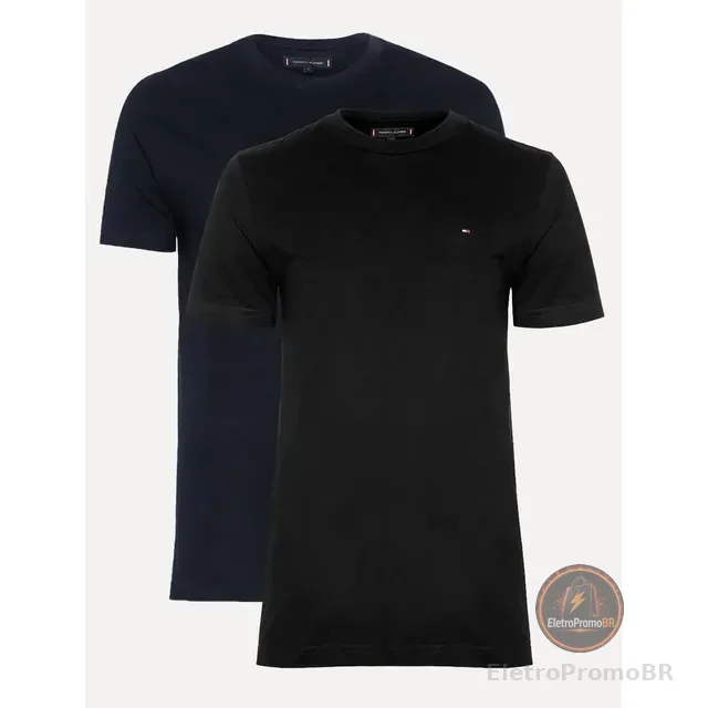 Camisetas Tommy Hilfiger Preta/marinho 2un - Original