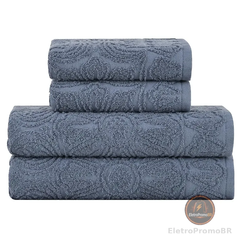 Buddemeyer Jogo de toalhas Florentina Extra Soft Banho Azul Escuro 4 peças
