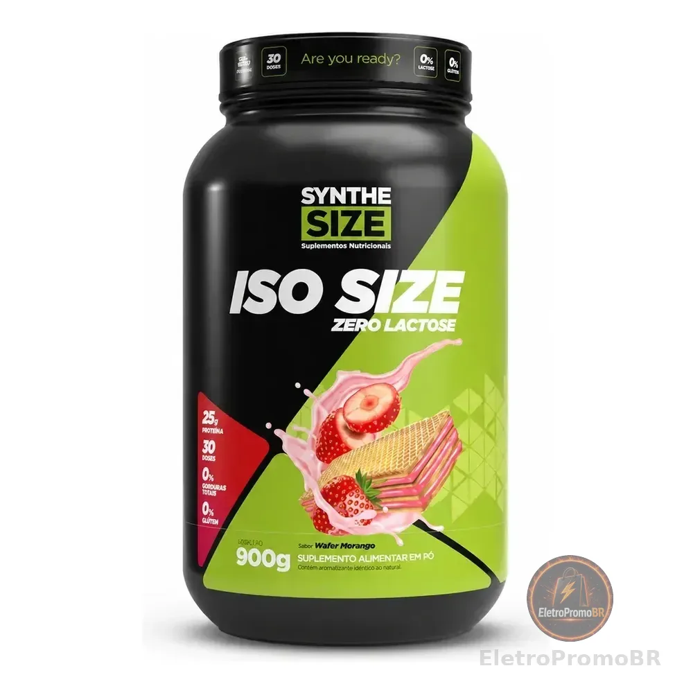 Iso Size Zero Lactose 900g Whey Isolado - Synthesize Sabor Wafer Morango Wafer De Morango