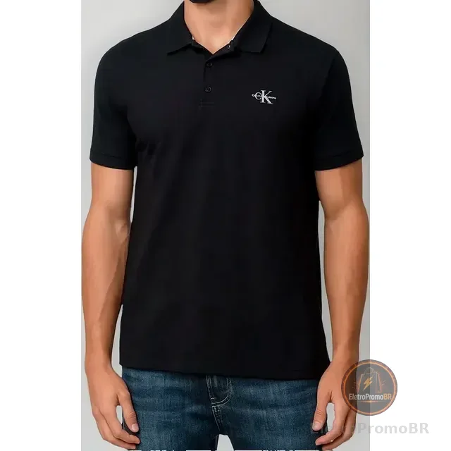 Polo Calvin Klein Jeans Piquet Regular Re Issue Preta