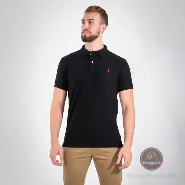 Camiseta Básica Masculina Preta Polo Original + Frete Grátis