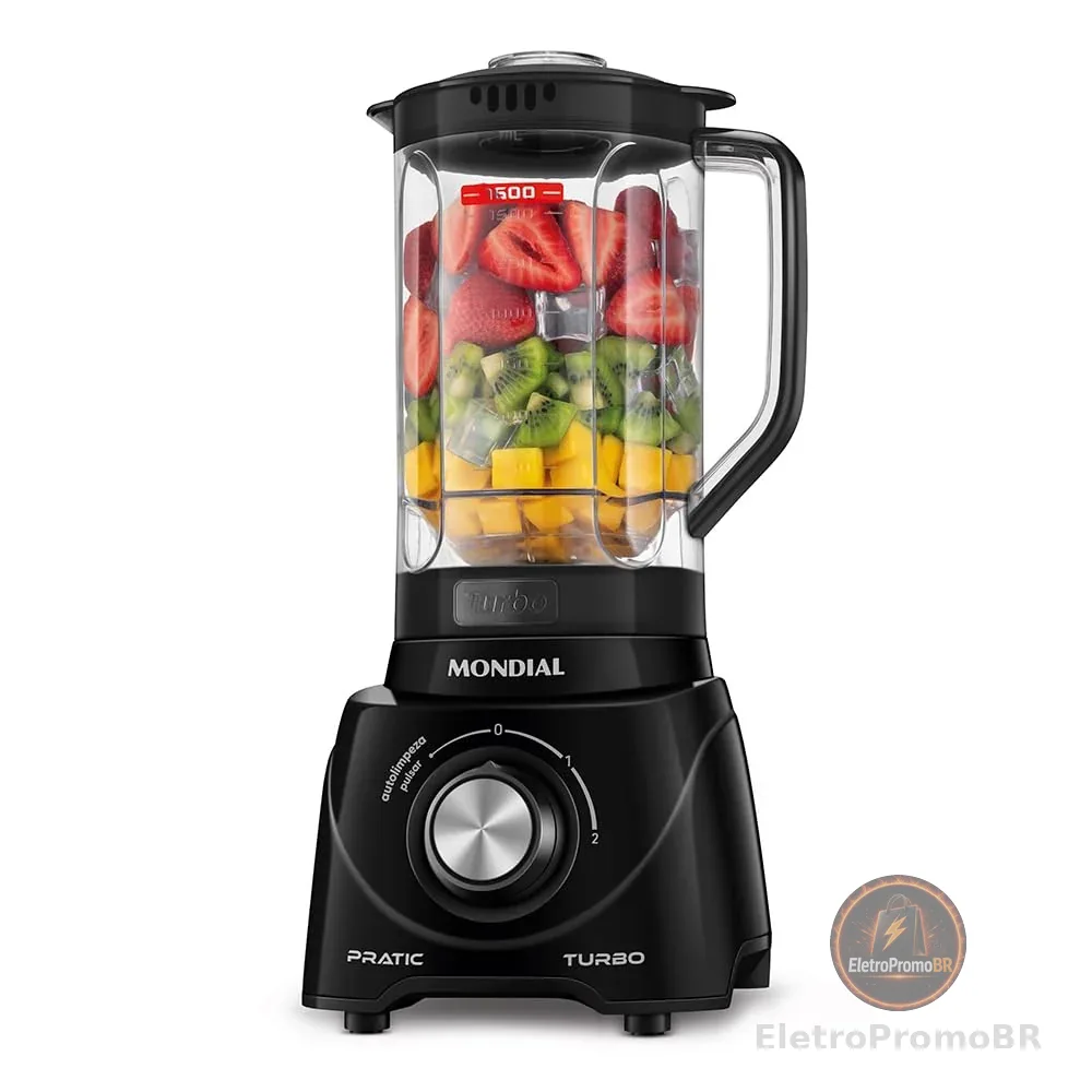 MONDIAL Liquidificador Pratic Turbo, Preto, 550W, 220V - L-98-B