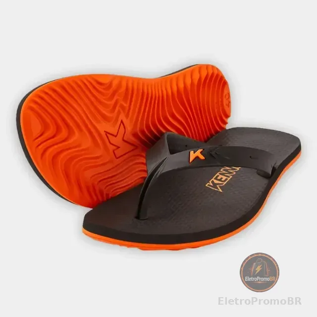 Chinelo Kenner New Summer Preto E Laranja