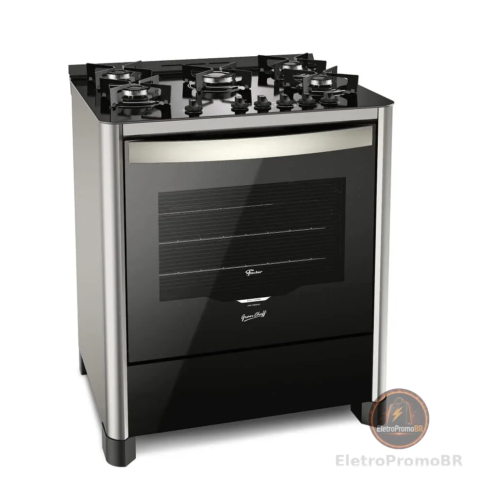 FISCHER FOGÃO DE PISO À GÁS 5 BOCAS GRAND CHEFF SILVER BIVOLT - 26989-59777