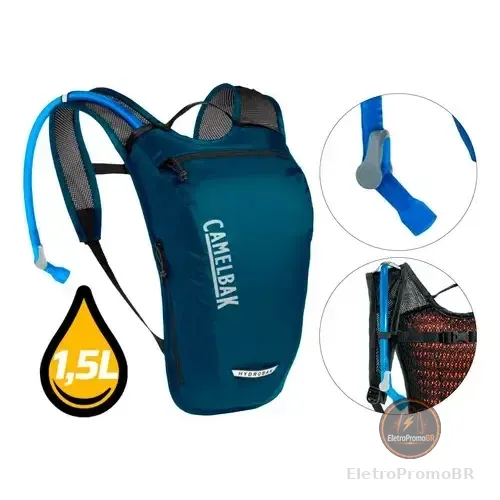 Mochila Hidrataçãol C/ Bolsa D`água Bike 1,5l Camleback Azul Desenho Do Tecido Liso