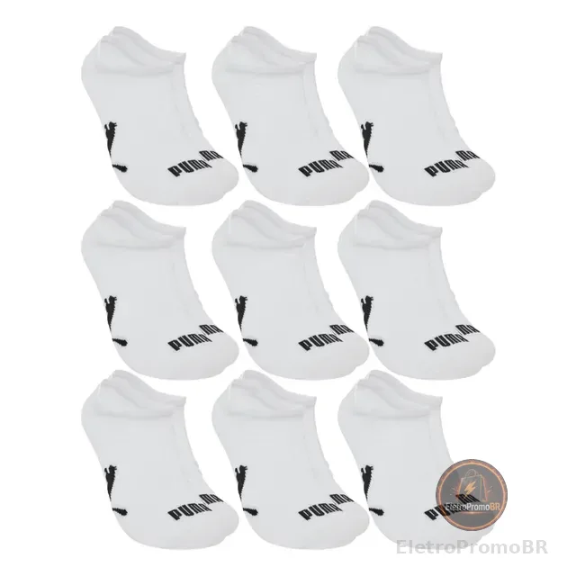 Kit 9 Pares Meias Invisível Puma Sapatilha Soquete Original