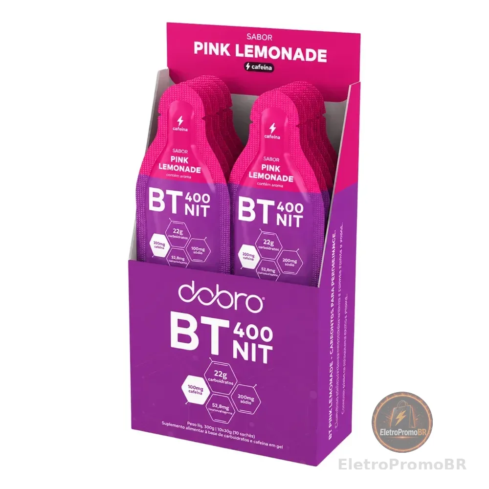 Bt 400 Nit Gel Dobro Magnésio Cálcio Eletrólitos 10 Uni Pink Lemonade | 10 Saches 30g