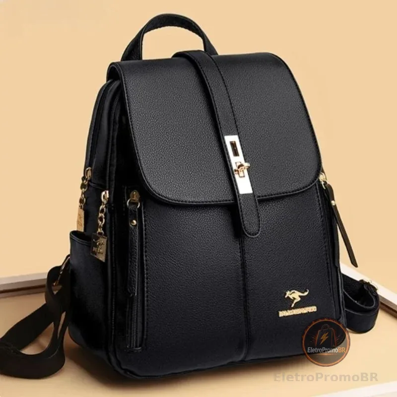 mochila De Costas Couro Social Feminina Elegante Reforçada Top canguru