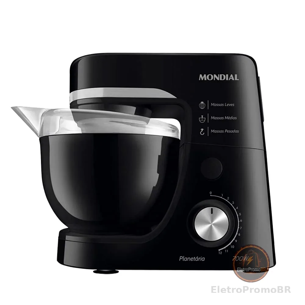Batedeira Planetária, Mondial, Preto, 700W, 110V - BP-03-B