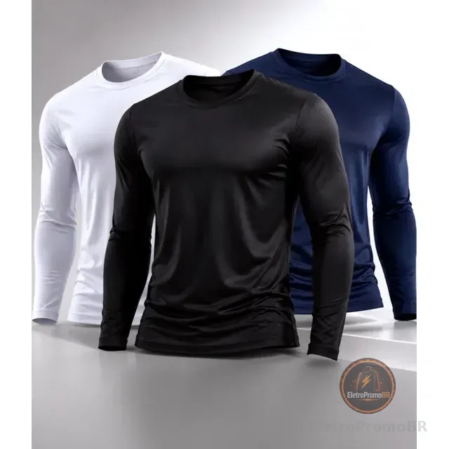 Kit Camisa Masculina Segunda Pele Proteção Solar Uv Dry Fit
