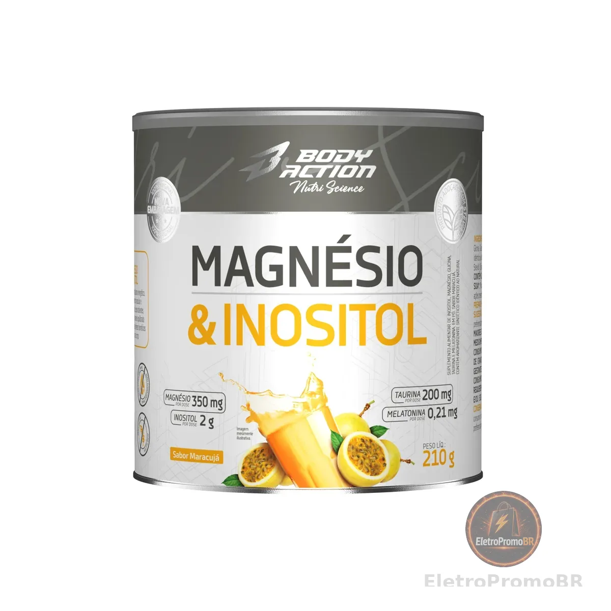 Magnésio e Inositol Bodyaction 210g Sabor Maracujá