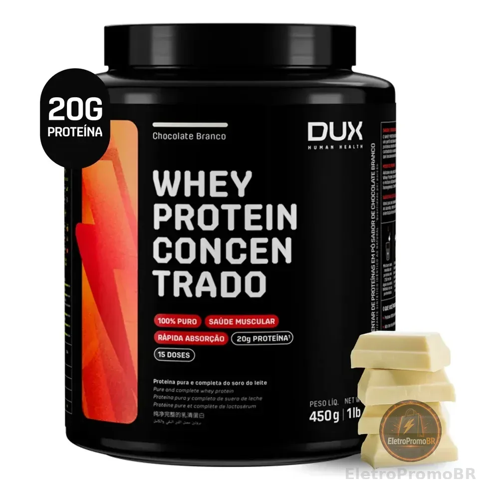 Dux Human Health Whey Protein Concentrado Suplemento 450g Chocolate Branco