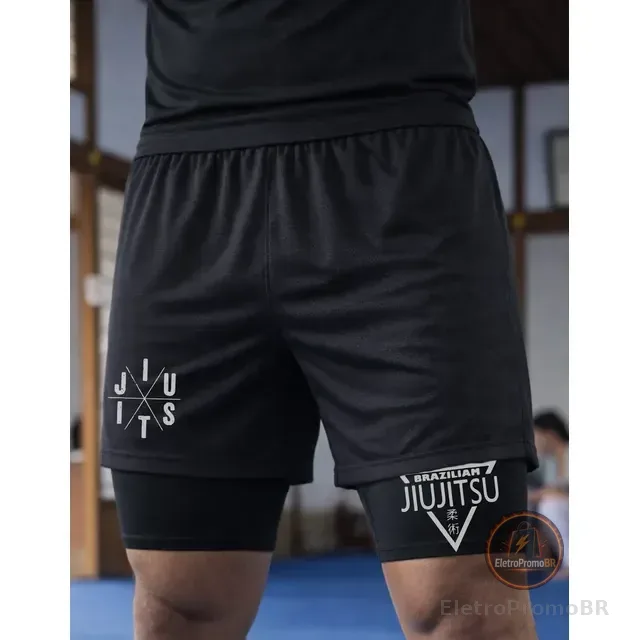 Short Compressao 2 Em 1 Jiu Jitsu Triangulo Brazilian Luta