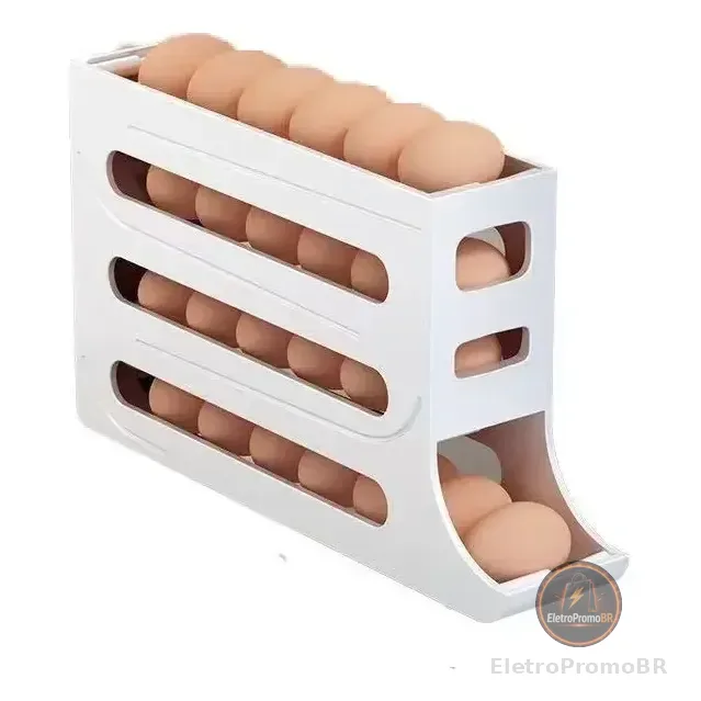 Porta Ovos Deslizante Mr. Ogro De 4 Andares Branco Para 28 Ovos