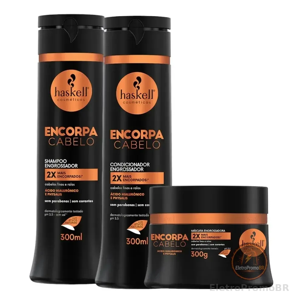 Kit Haskell Encorpa Shampoo Condicionador Mascara 300ml