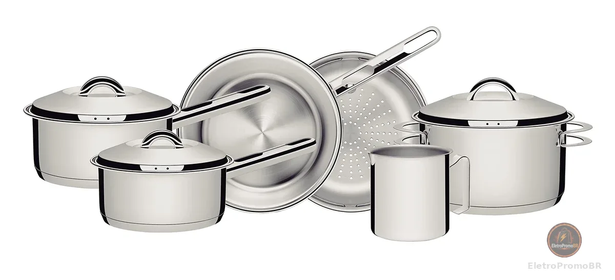 Tramontina Jogo de Panelas de Aço Inox 6 peças Solar