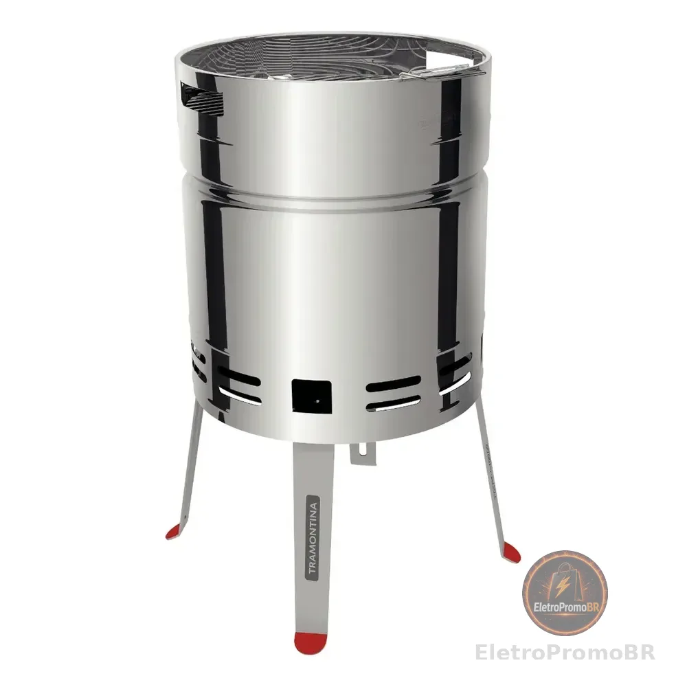 Churrasqueira A Carvão Tramontina Tcp 400 Em Aço Inox Com Bandeja Para Carvão Em Aço Esmaltado