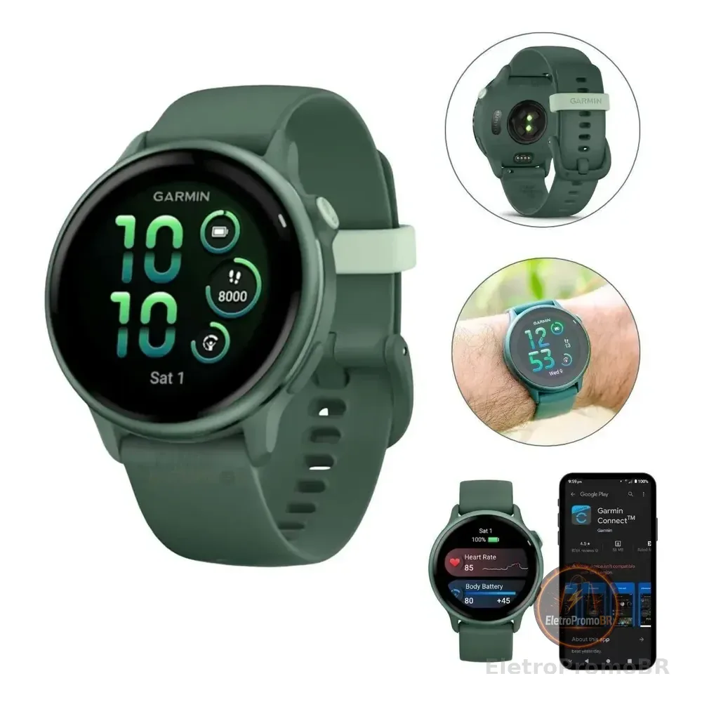 Relógio Garmin Vívoactive 6 Monitor Cardíaco Pulso Gps Verde Verde-escuro Pulseira De Silicone / Esportiva Verde