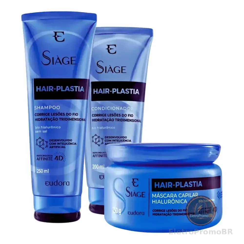 Kit Shampoo Condicionador Máscara Hair Plastia Siàge Eudora