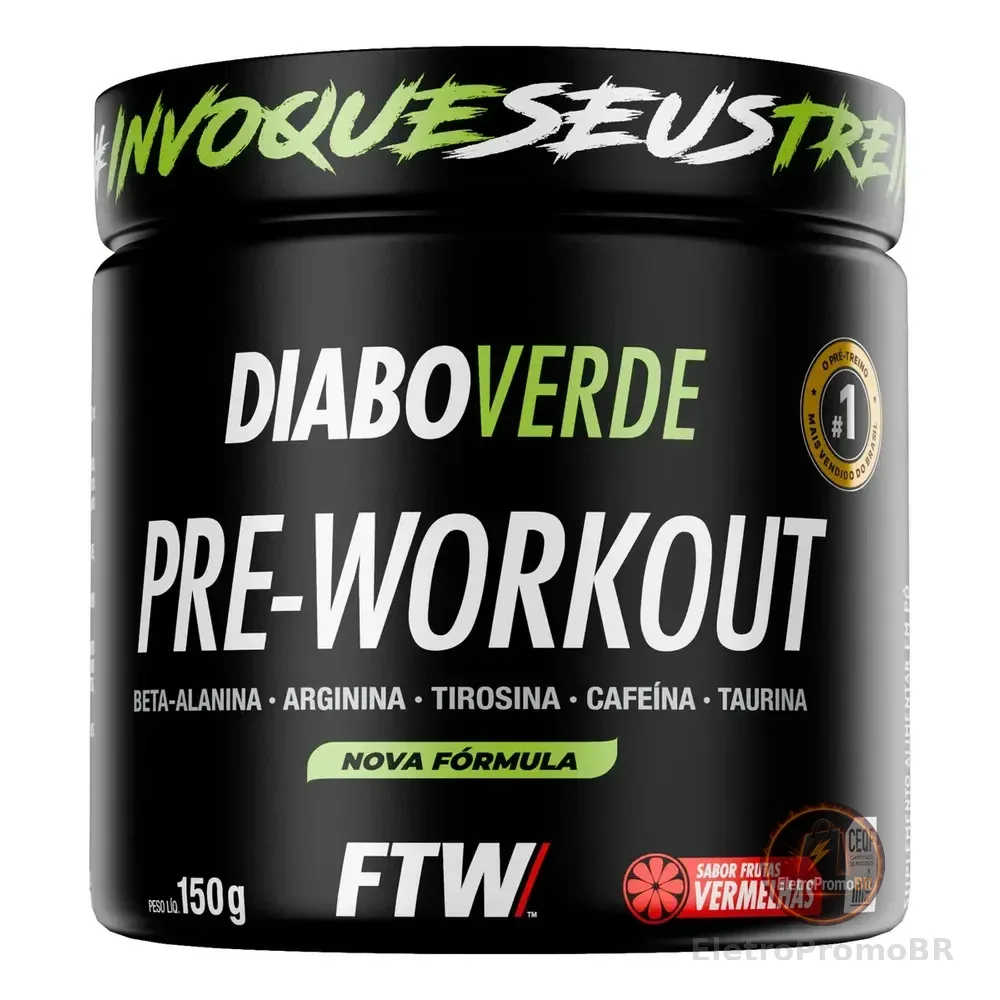 Pré Treino Pre Workout Diabo Verde Pote 150g Sabor Frutas Vermelhas Ftw