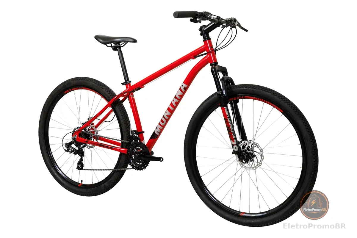 Caloi Bicicleta Montana, Aro 29, Tamanho 17, Câmbio 21 Velocidades, Vermelha