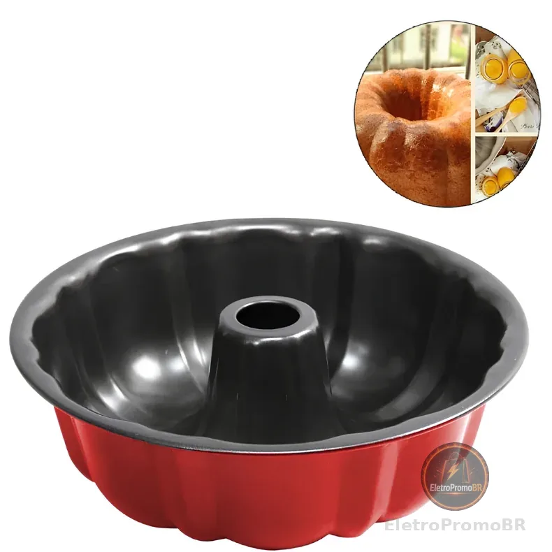 Forma Para Pudim Bolo Com Furo Central Antiaderente 25cm