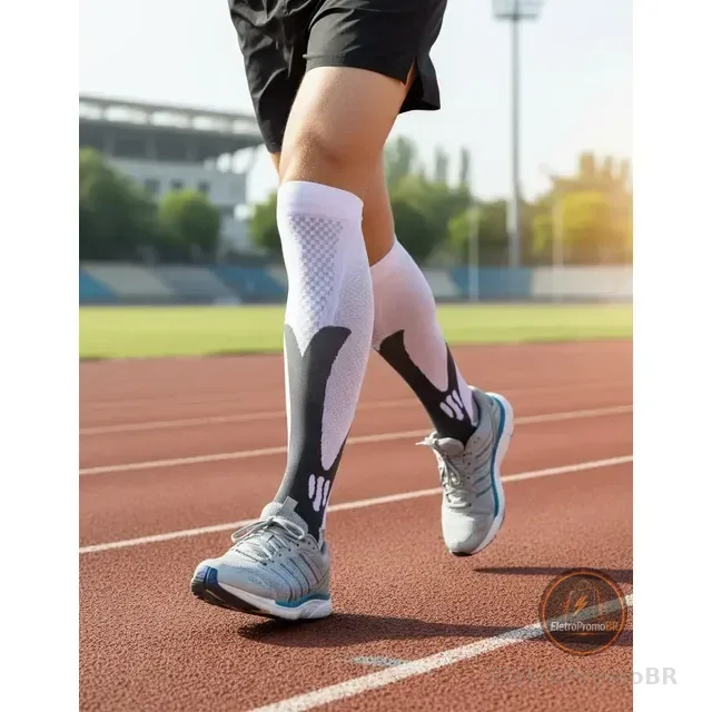 Meia De Compressão Elástica Anti Varizes Esportiva Corrida