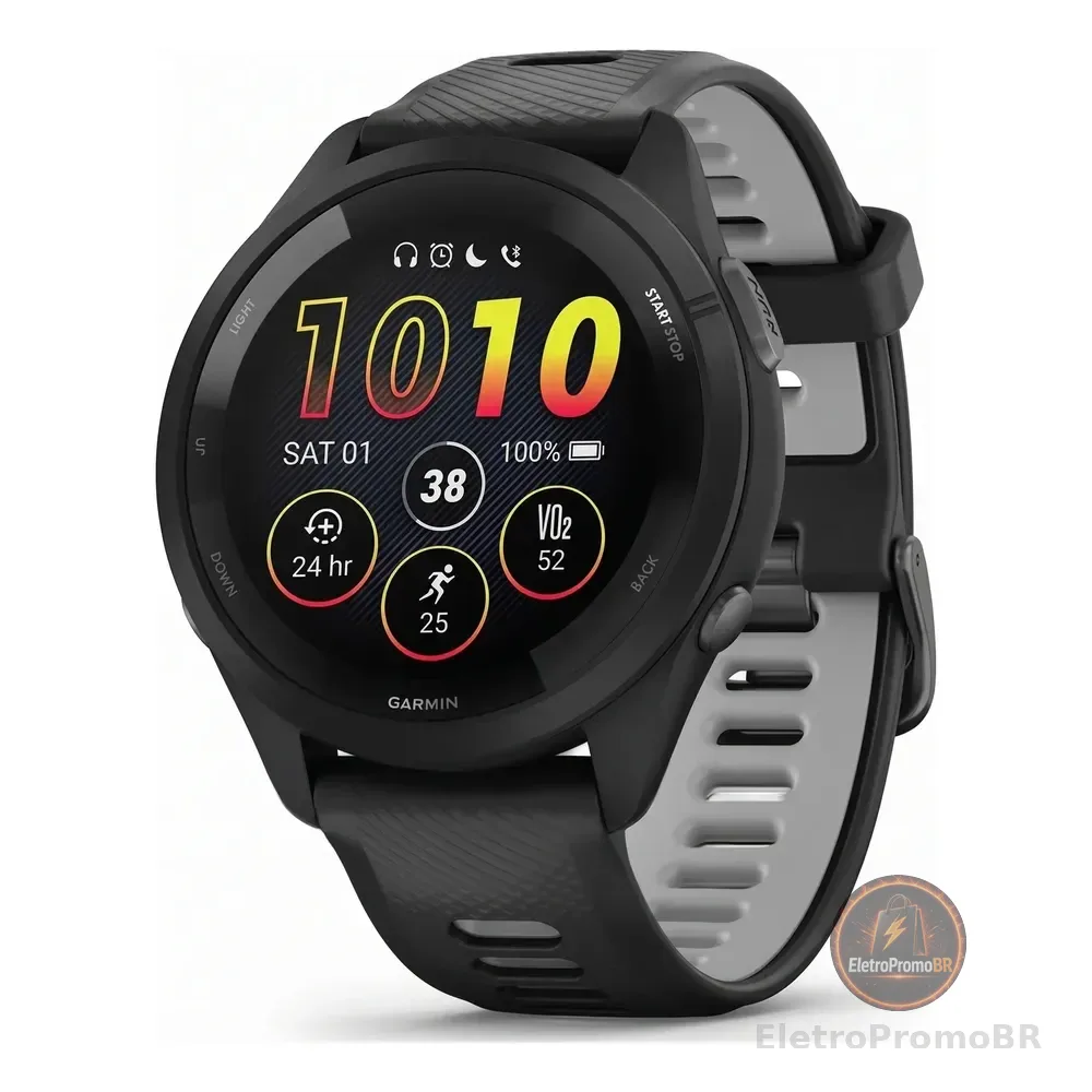 Garmin Forerunner 265 Gps 1,3 Pol 42,5 Mm Music Cinza Preto