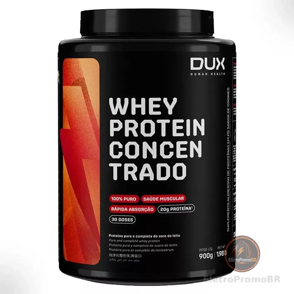 Whey Protein Concentrado Pote 900g Dux Nutrition Sabor Morango